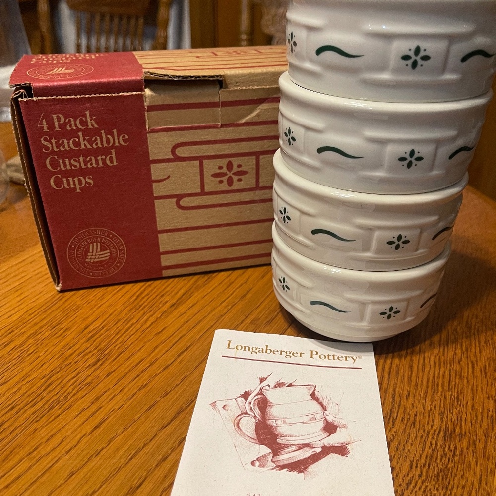 Longaberger 4 piece stackable custard cups